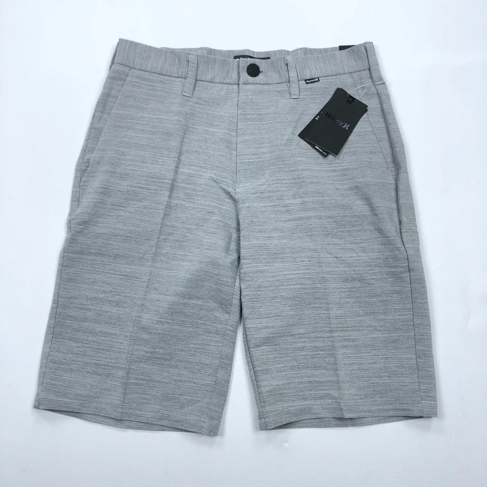 Hurley Dri-FIT Mens Grey Heathered Regular Fit Shorts Size 28 Hybrid